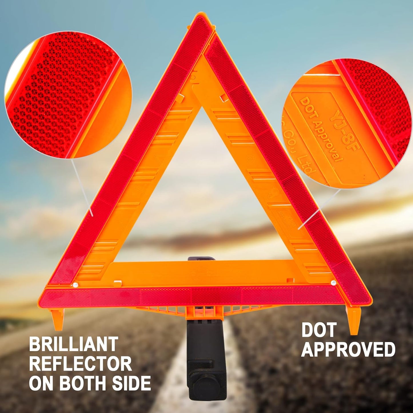 Cartman Warning Triangle Set - DOT Approved Emergency Roadside Reflective Safety Kit