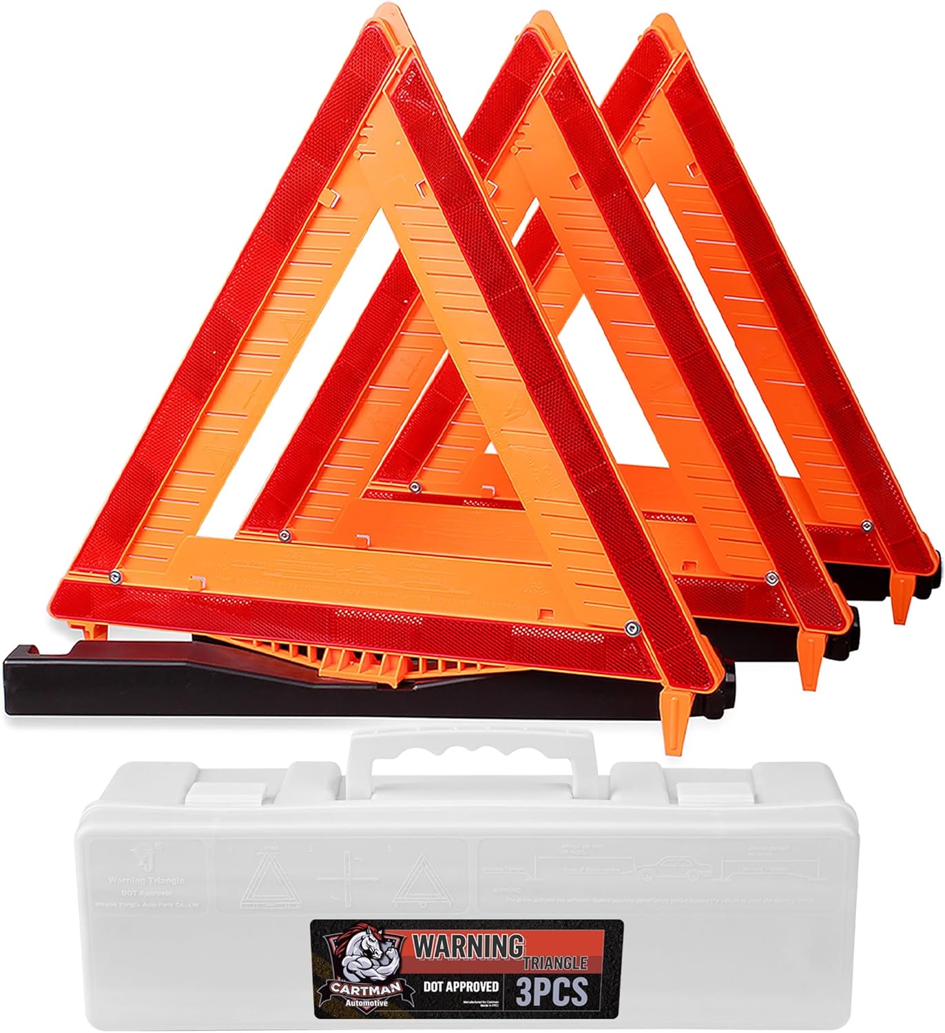 Cartman Warning Triangle Set - DOT Approved Emergency Roadside Reflective Safety Kit