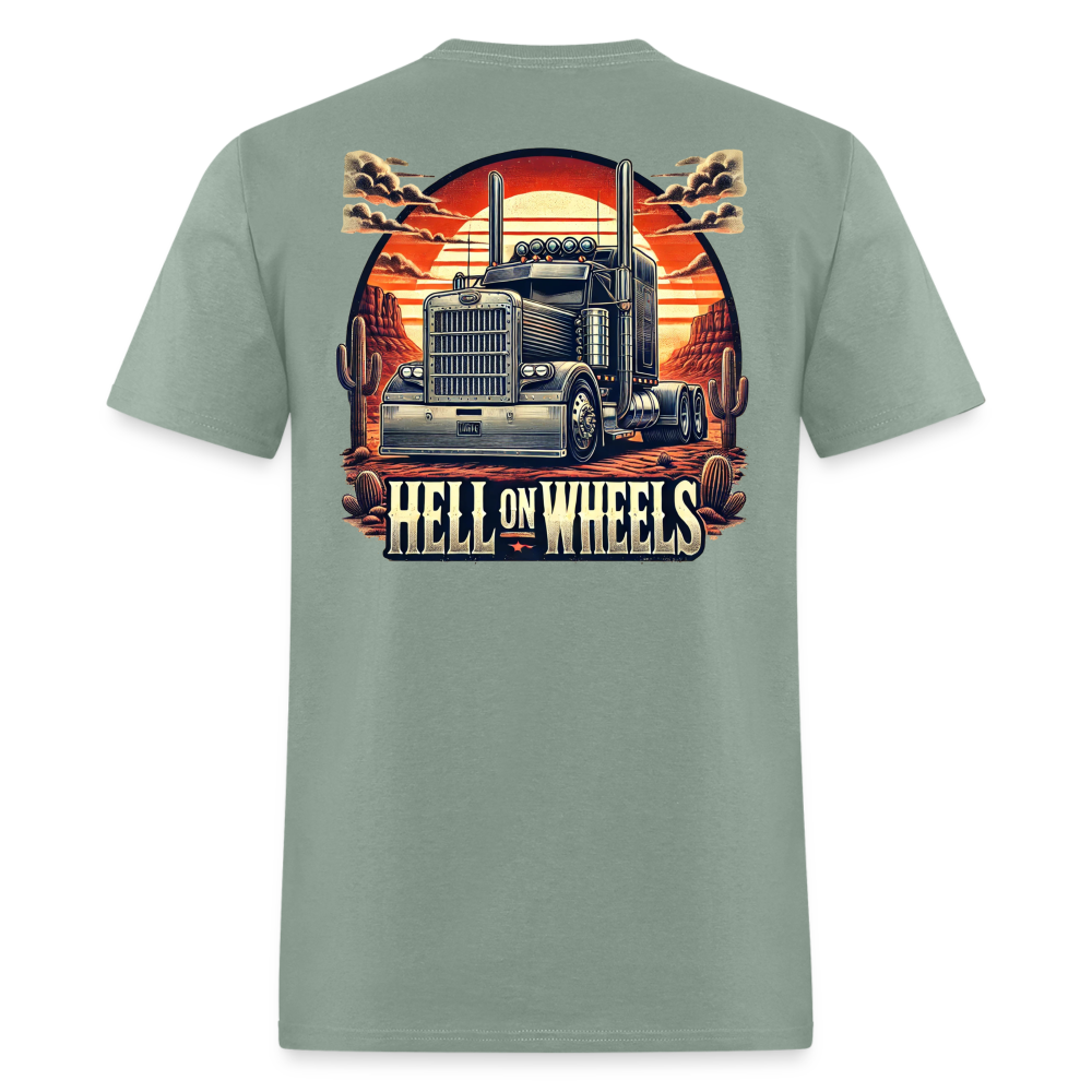 Graphic T-Shirt "Hell On Wheels" - sage