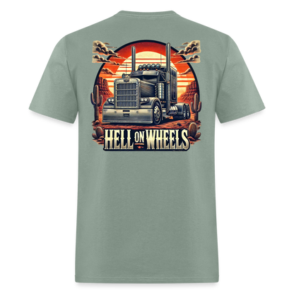 Graphic T-Shirt "Hell On Wheels" - sage