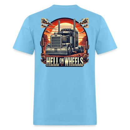 Graphic T-Shirt "Hell On Wheels" - aquatic blue