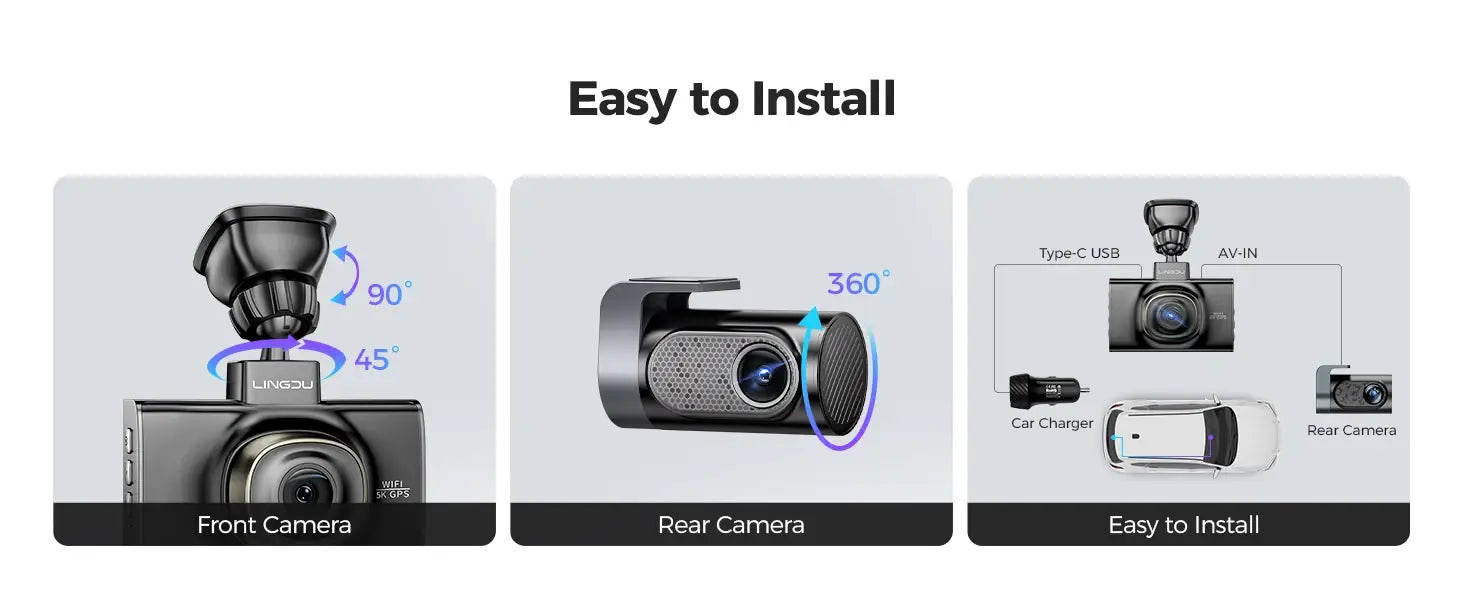 5K Dash Cam Dual Camera 5.8Gh Wifi GPS 3Inch Screen Voice Control