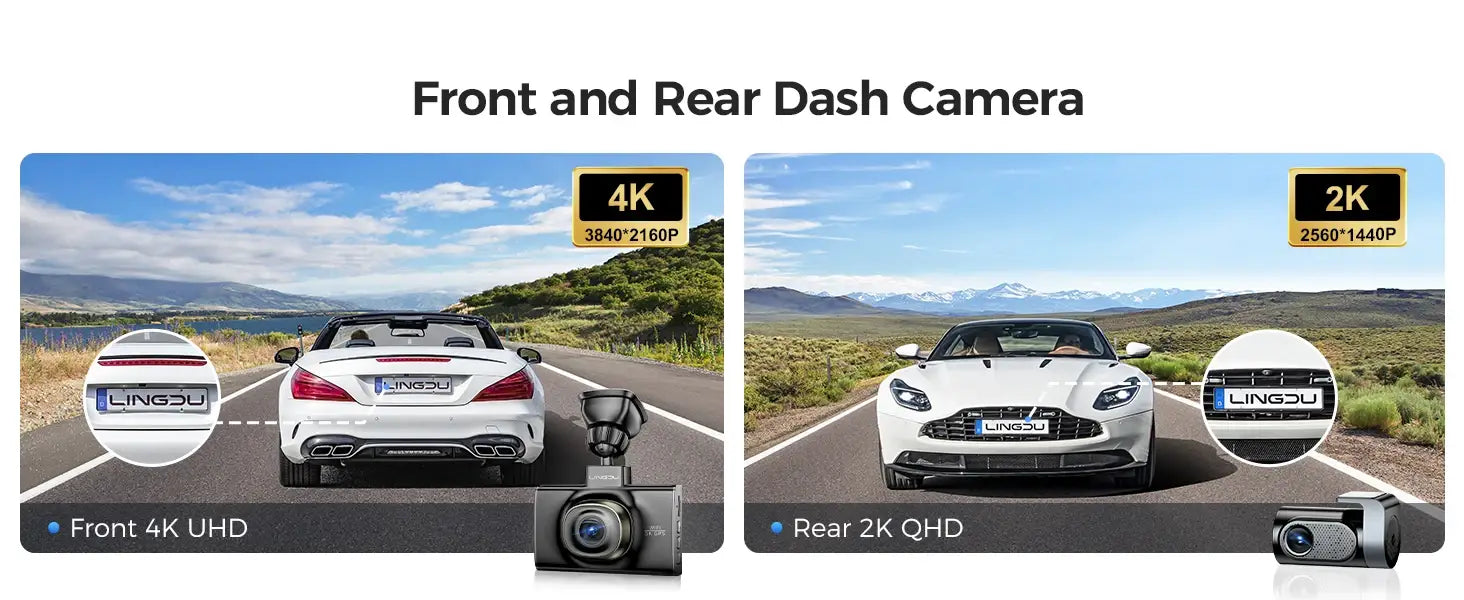 5K Dash Cam Dual Camera 5.8Gh Wifi GPS 3Inch Screen Voice Control