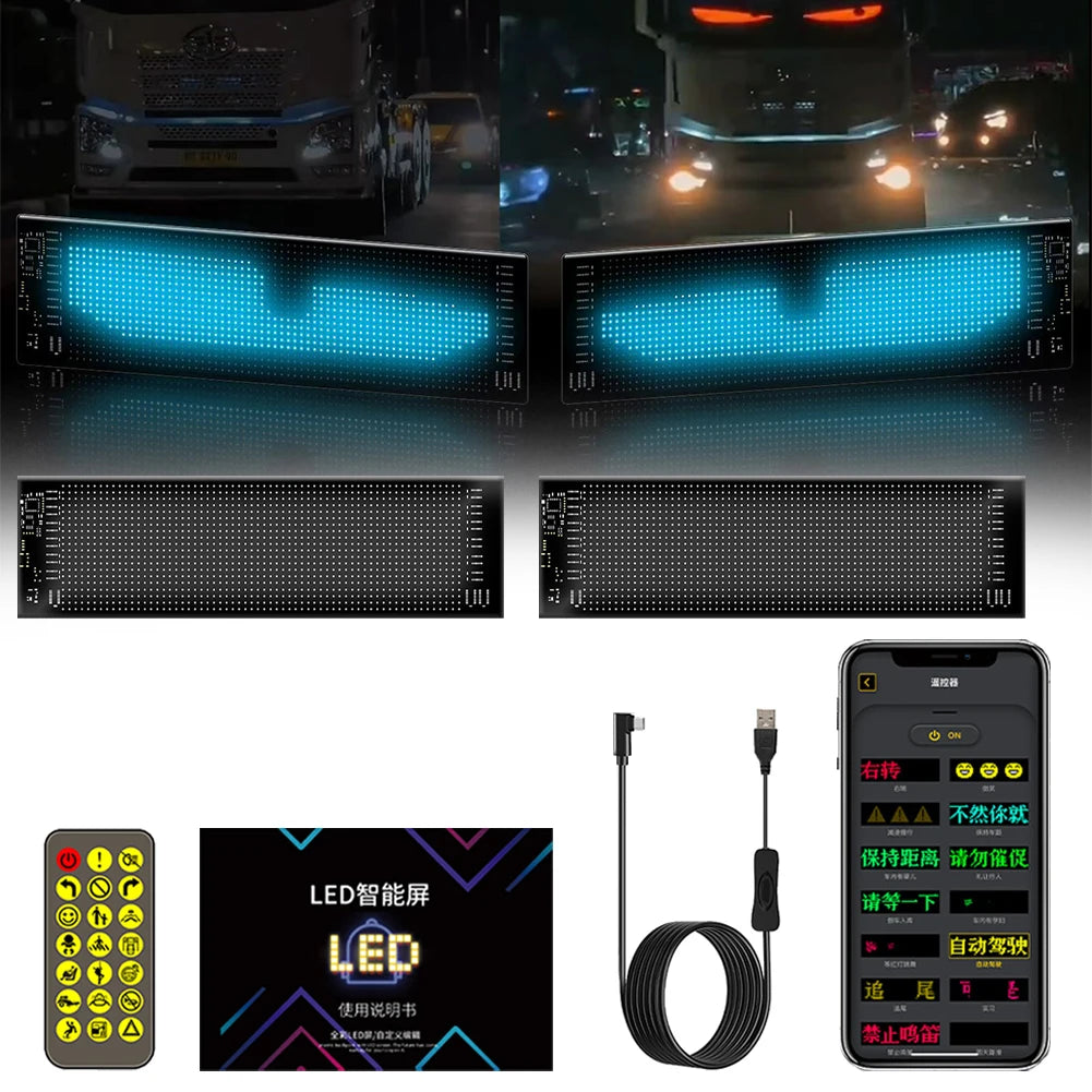 LED Display Screen Panel - Programmable RGB Matrix Sign with App Control for Cars & Trucks | DIY Animation & Scrolling Light