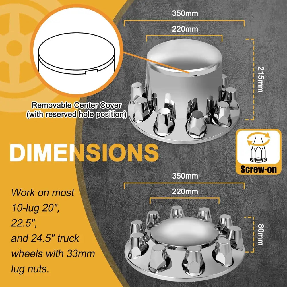 Dome Axle Cover Combo Kit With 33mm Standard Thread-On Nut Covers & Nut Cover Tool