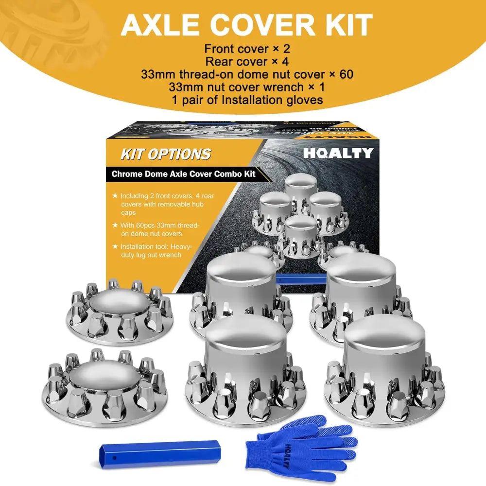 Dome Axle Cover Combo Kit With 33mm Standard Thread-On Nut Covers & Nut Cover Tool