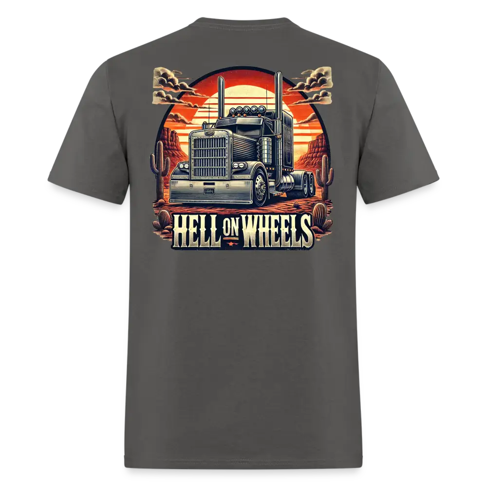 Graphic T-Shirt ’Hell On Wheels’ - charcoal / S - Unisex Classic T-Shirt | Fruit of the Loom 3930