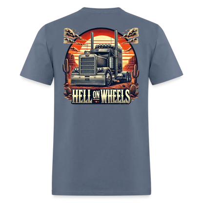 Graphic T-Shirt ’Hell On Wheels’ - denim / S - Unisex Classic T-Shirt | Fruit of the Loom 3930