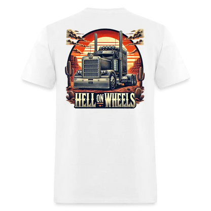 Graphic T-Shirt ’Hell On Wheels’ - white / S - Unisex Classic T-Shirt | Fruit of the Loom 3930