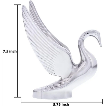 Heavy-Duty Chrome Swan Hood Ornament Cast Metal Universal Two Stud Install Detailed Design - ONE Unit