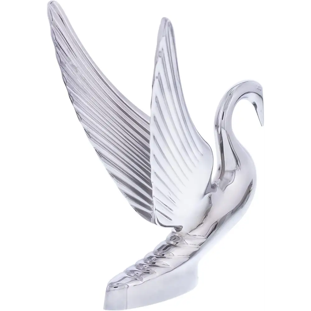 Heavy-Duty Chrome Swan Hood Ornament Cast Metal Universal Two Stud Install Detailed Design - ONE Unit