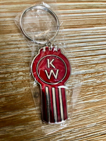 Kenworth Semi Red Bug Pewter Epoxy Key Chain Tag Keychain